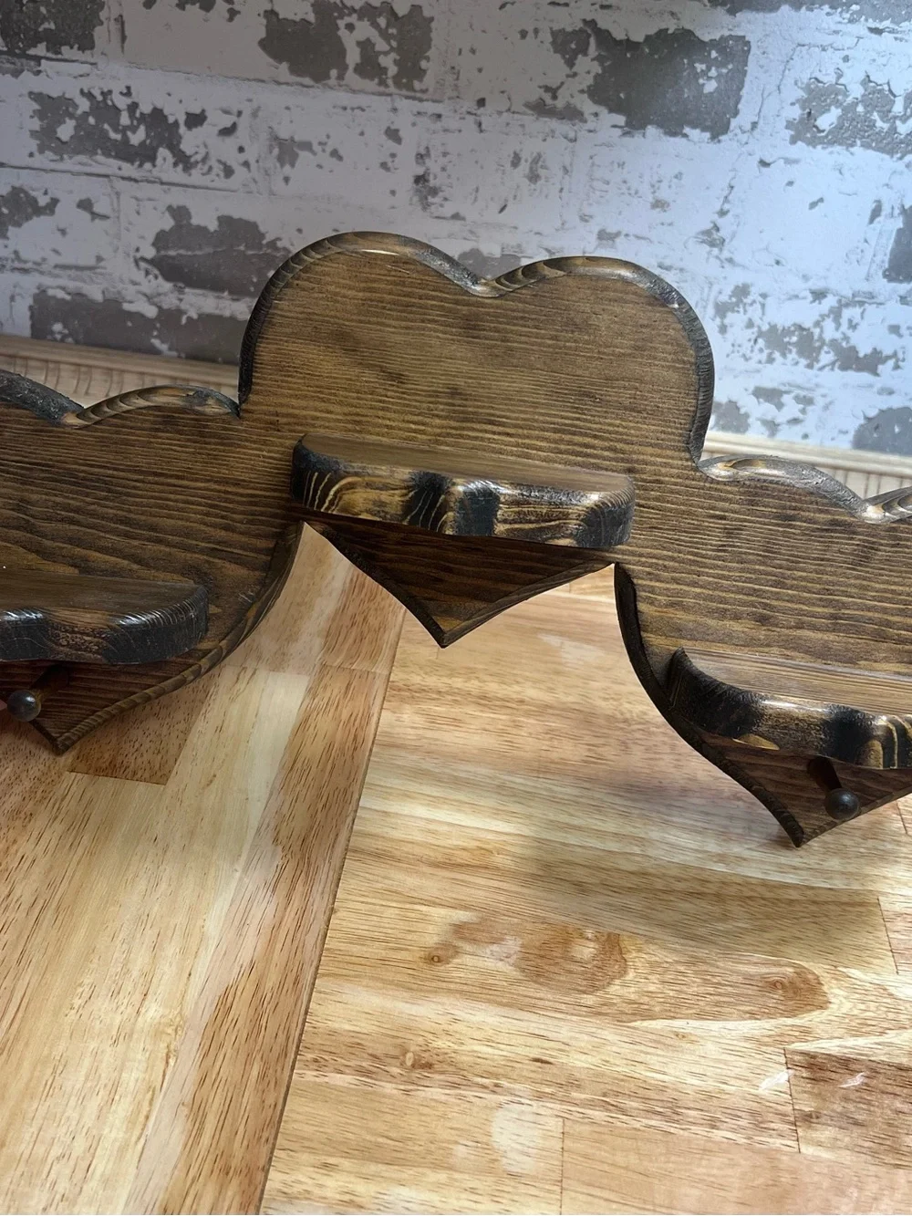 Rustic Wooden Heart Shelf - Dark Stain